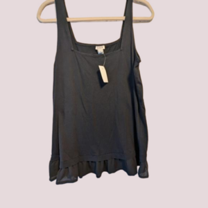 🖤 NWT JCrew Top cotton Sheer Ruffle Hem sleeveless capsule piece size M